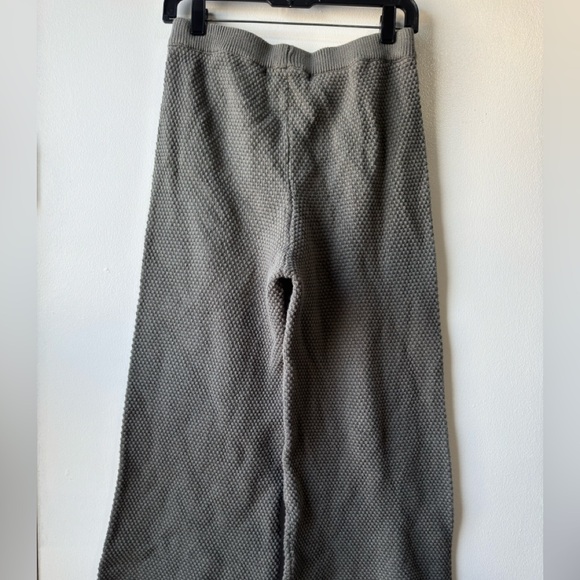 Free People  Beach Hailee Sweater Khaki Waffle Cropped Beige Wide Leg Knit Pants - Picture 9 of 9